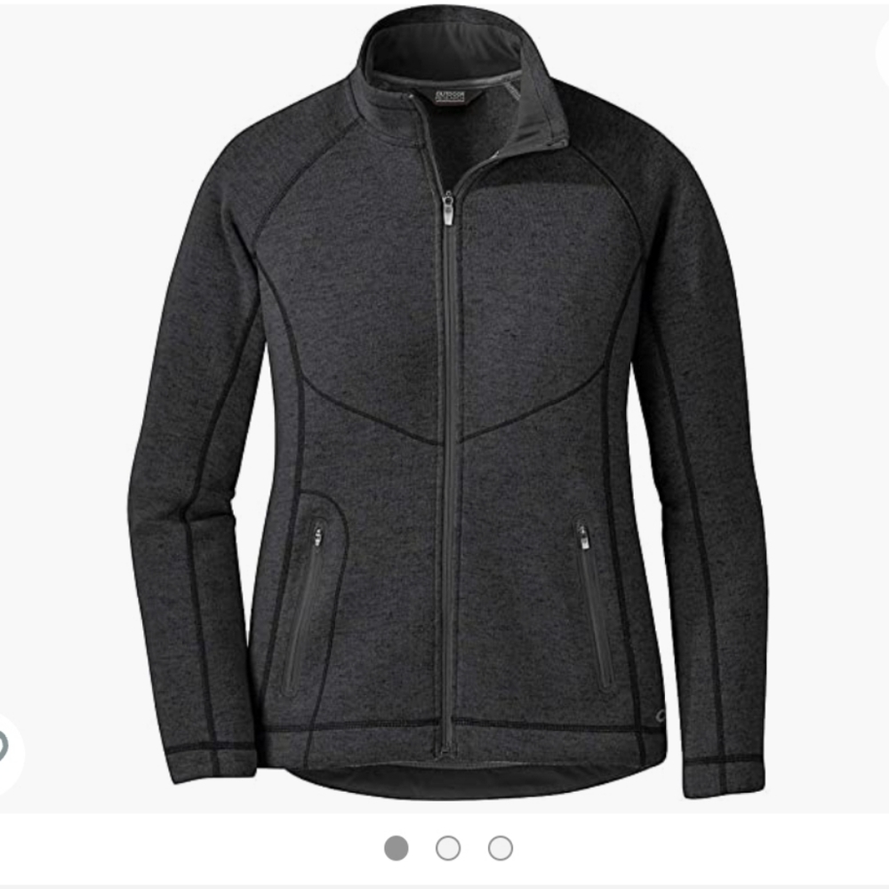 Outdoor research vashon fleece full-zip, large, charcoal gray